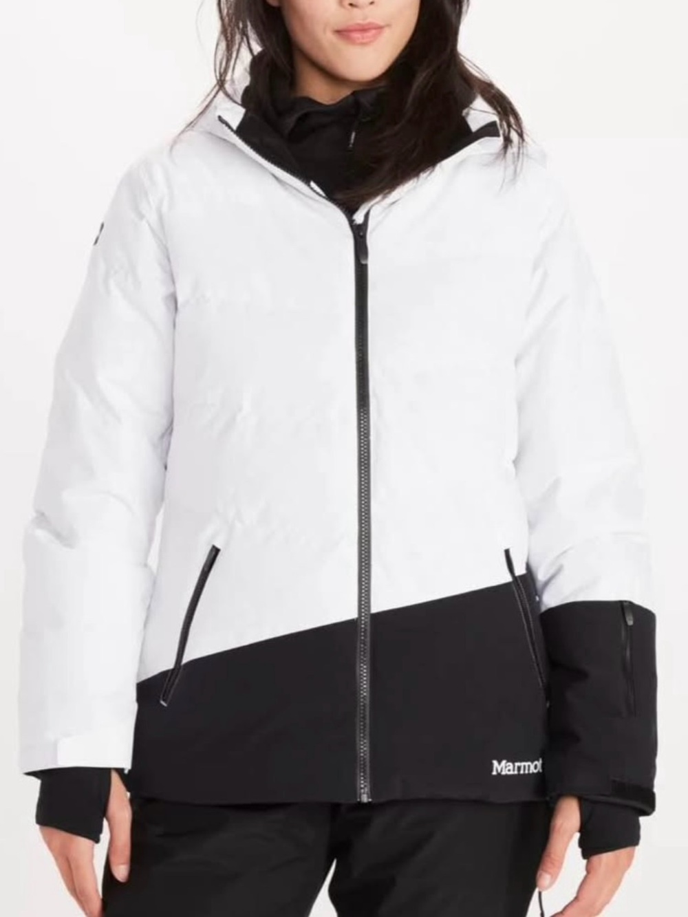 Marmot White and Black Colorblock Insulated Ski Jacket